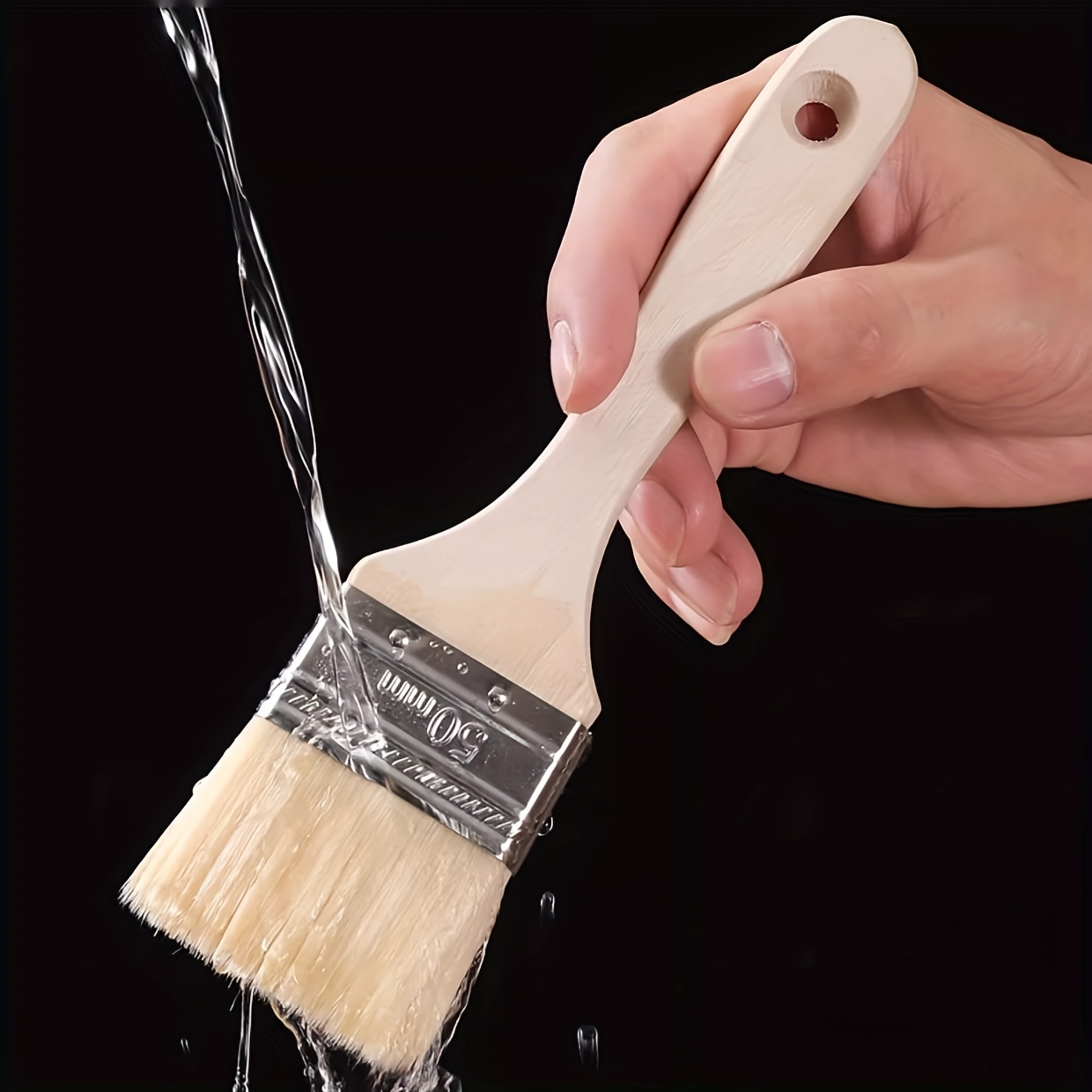 a wooden handle wool brush water based paint wooden handle soft brush baking and barbecue brush barbecue brush oil brush tool pancake coating brush pancake barbecue small   sauce household baking   brush details 4