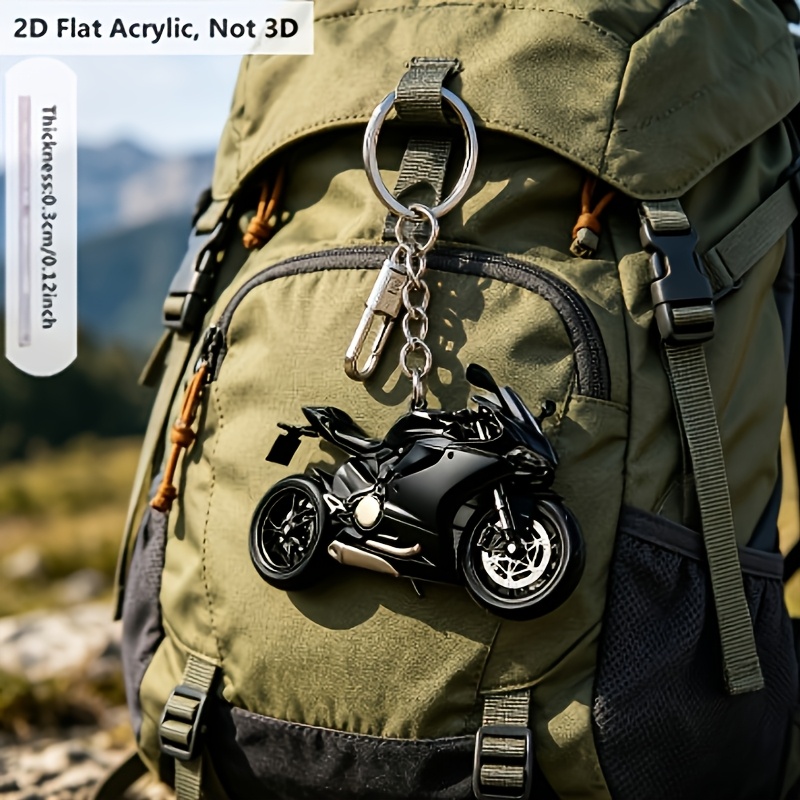 TEMU 2d Flat, Motorcycle Design 2d Flat Keychain, 2d Flat