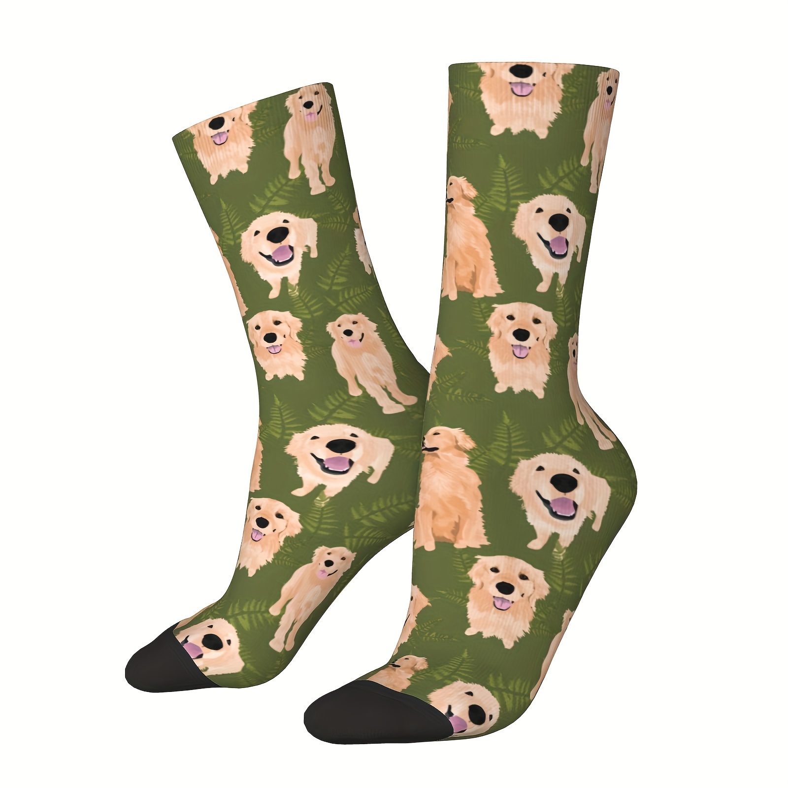 

Quirky, Golden Retrievers & Ferns Socks For Men - Hip Hop Style, Comfortable Polyester , Perfect