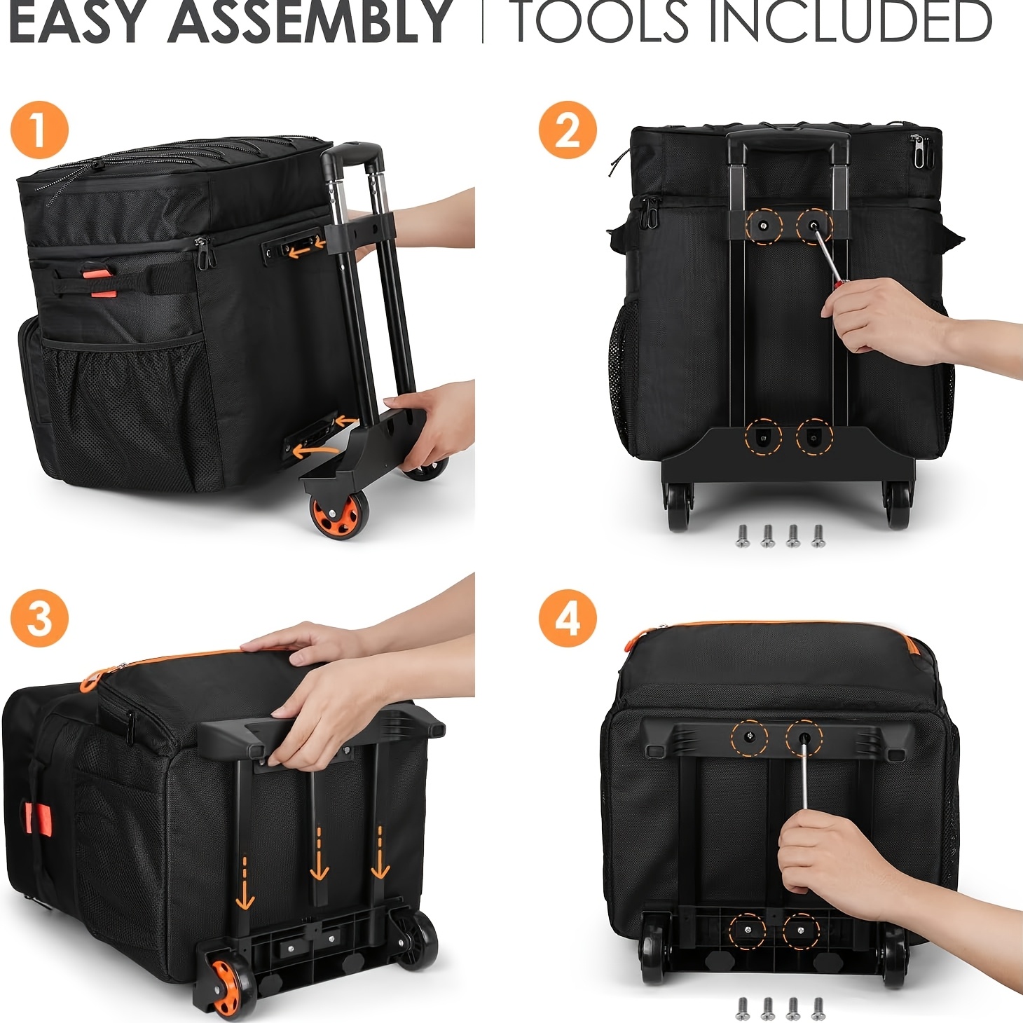 Rolling Cooler with Wheels and 38.58inch Handle, 60+ Can Leakproof Soft Sided Travel Cooler, Double Deck & Enhanced Stability Wheeled Cooler, Insulated Cool Bag for Camping, Grocery, Beach, Outdoor