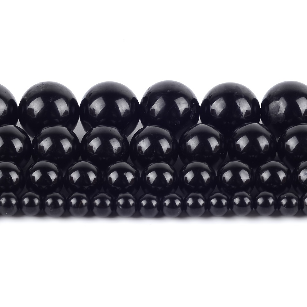 

6 8 Mm Black Stone Round Spacer Beads For Needlework Jewelry Making Diy Bracelets Accessories 15inches