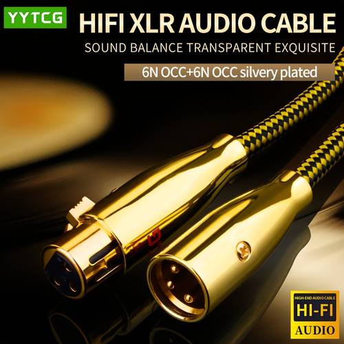item picture high end xlr audio cable 6n occ silvery plated core golden plated connector mic line for hifi sound system 1pc