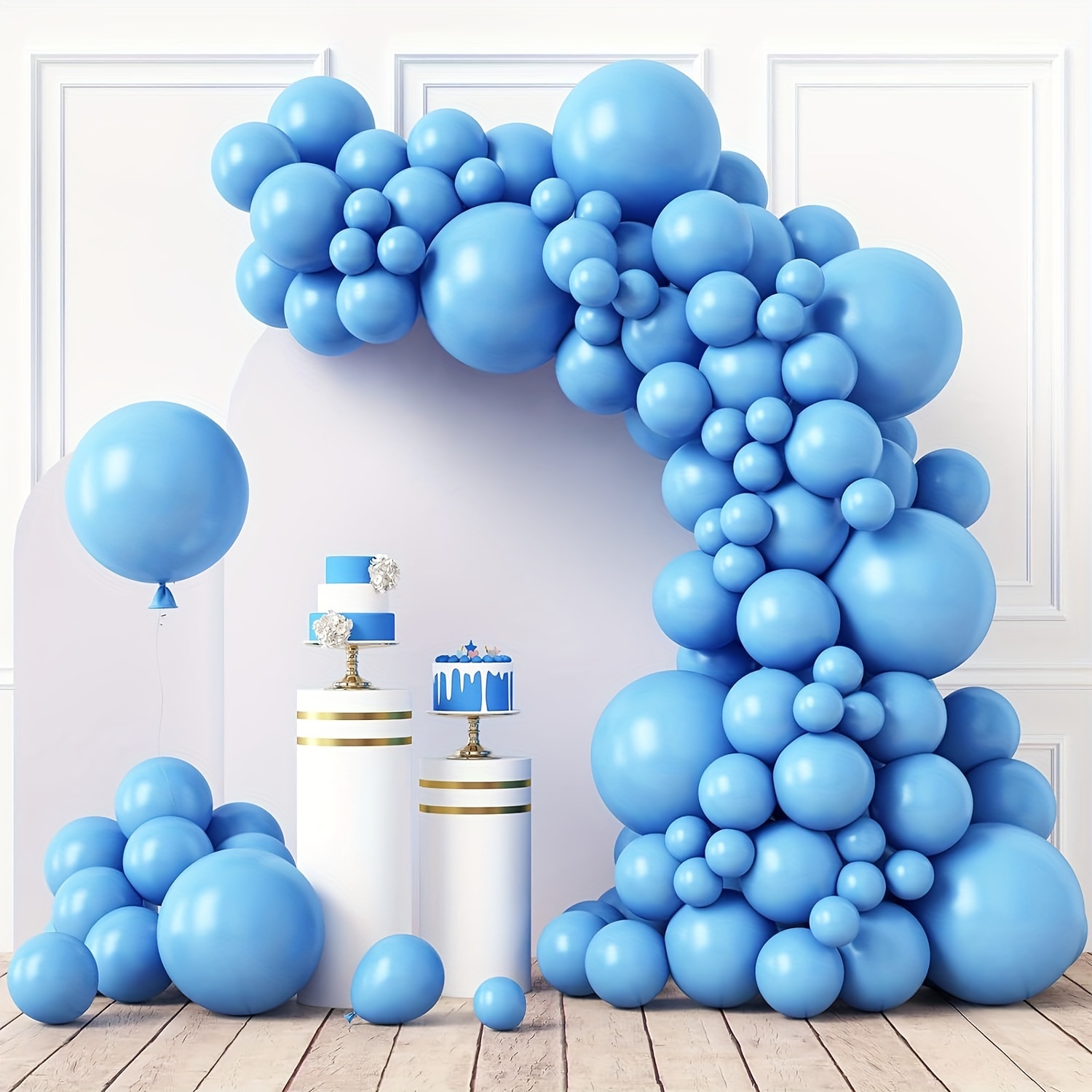 

110pcs/330pcs, Macaron Blue Balloon Set, Light Blue Balloons Different Sizes 18 12 10 5 Inches For Garland Arch, Sky Blue Balloons For Birthday Gender Reveal Wedding Party Decoration