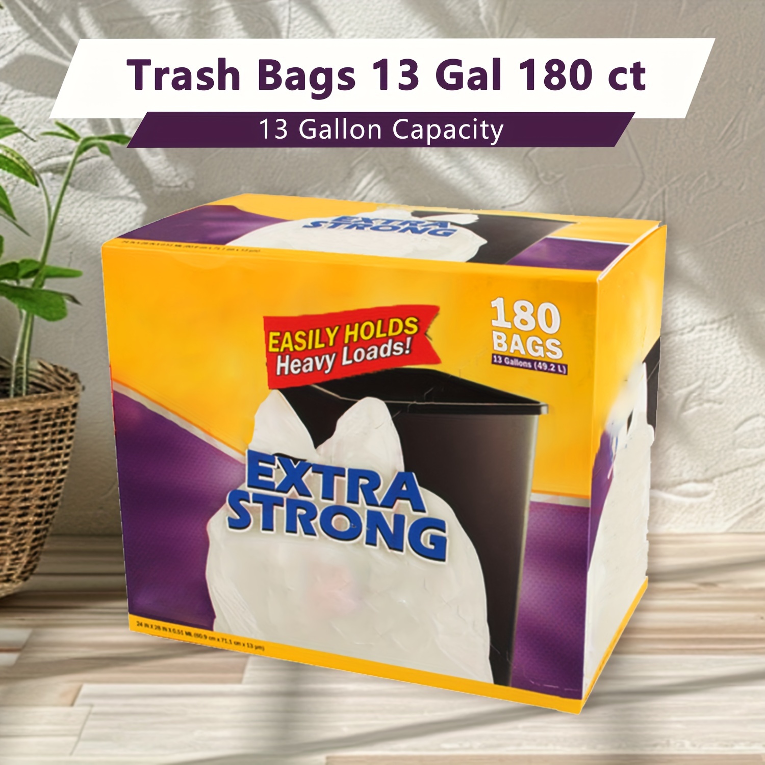 

13 Gallon 180ct Disposable Garbage Bag