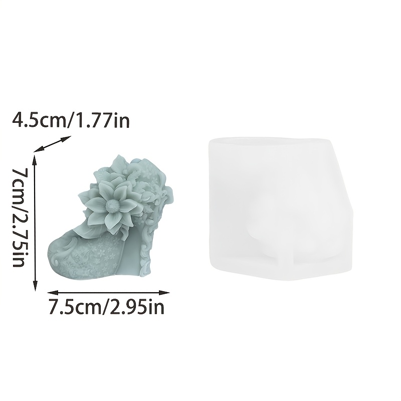 TEMU 1pc Art Carving High Heels Candle Mold, Realistic Flower Decoration High Heels Silicone Mold, Making Aromatherapy Wax, Soap, Gypsum, Resin
