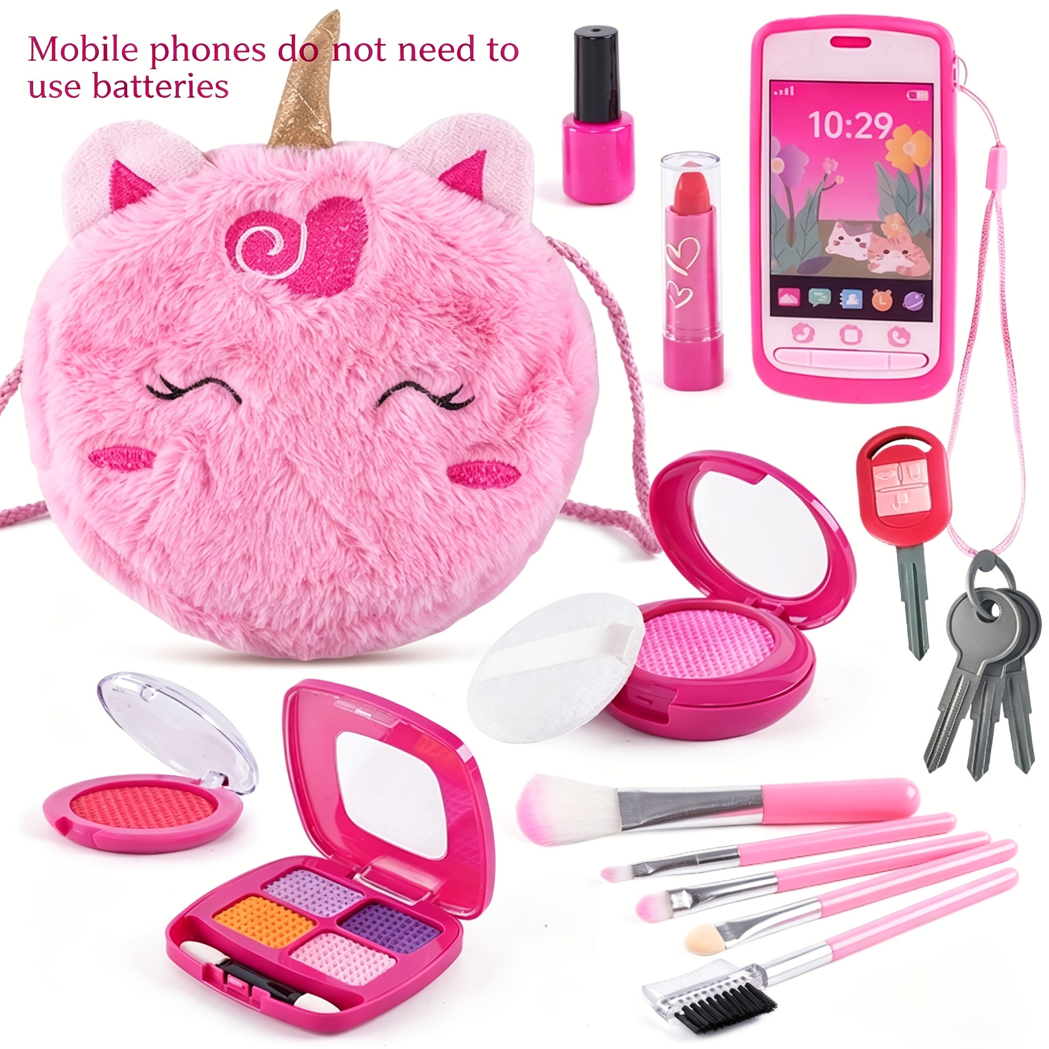 TEMU Kids' Pretend Makeup Kit With Storage - Realistic Toy Cosmetics, Non-smearable & Non-toxic (toy Model Play ), No Chemicals & , Princess Dress-up