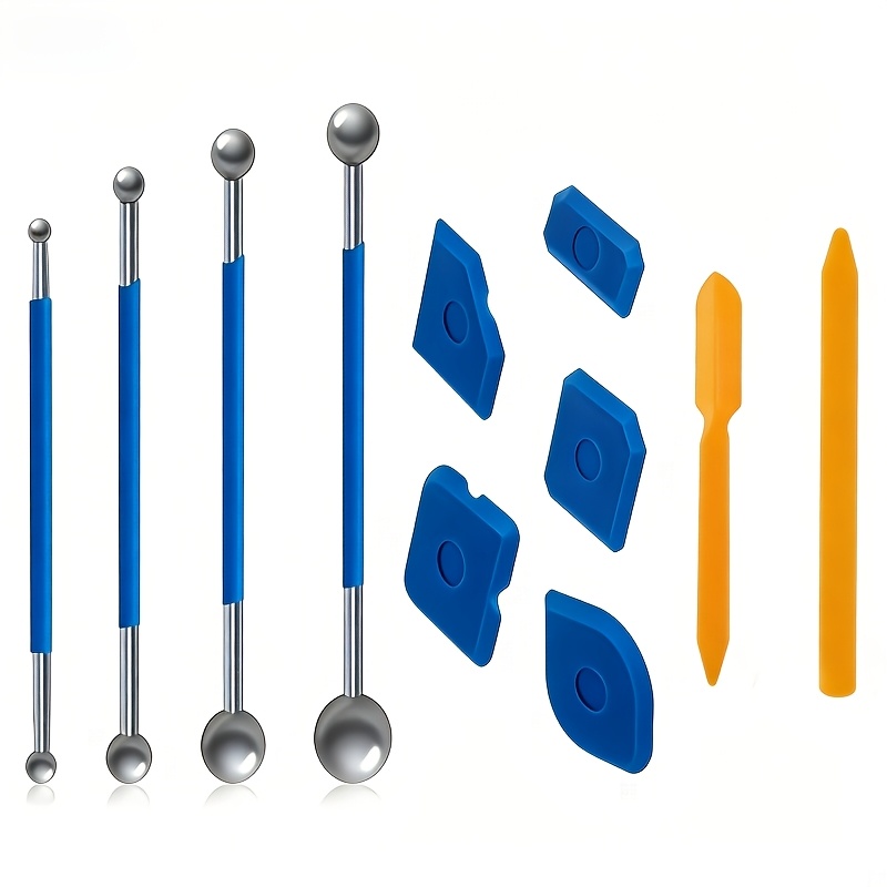 E-shop 11-teiliges Dichtungs-Werkzeugset zur Glättung von Fugen, inklusive 4 Metallkugelstifte + 5 Fugen-Glätter + 2 Innen- und