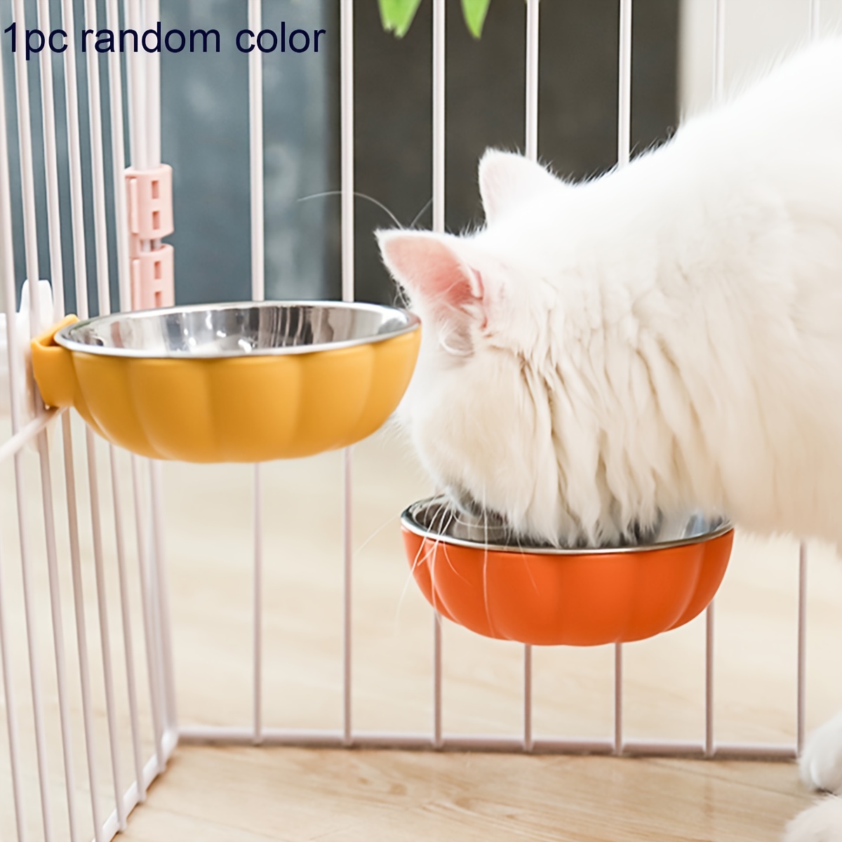 

1pc Stainless Steel Pet Bowl For Cats, Pumpkin-shaped Hanging Feeder, Uncharged Wall Mounted Water & , No Battery Required, For Cats