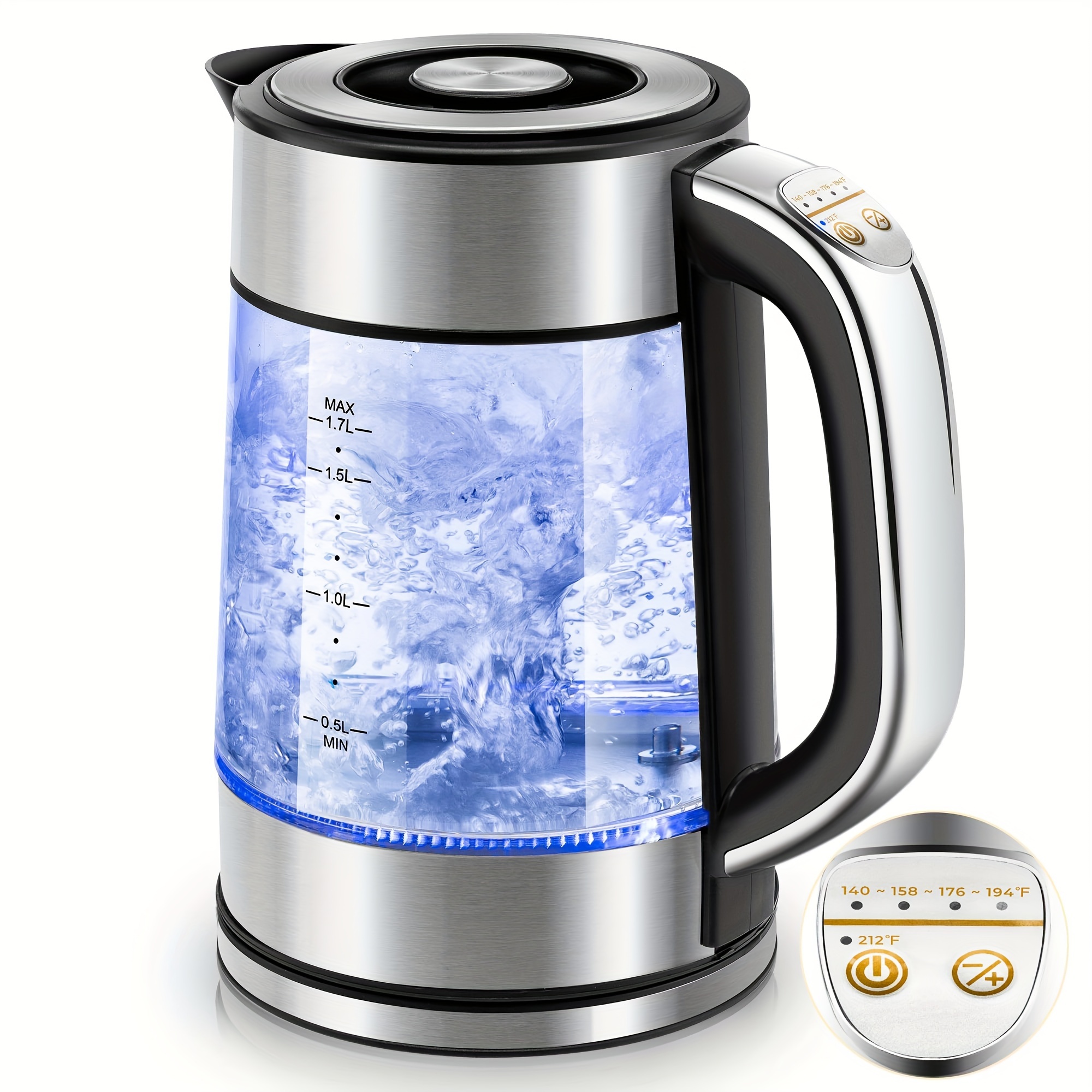 

1pc Electric Kettle Temperature Control With 4 Presets, Keep Warm 1.7l Electric Tea Kettle & Hot Water Boiler, Auto-off & Boil-dry Protection, Bpa Free
