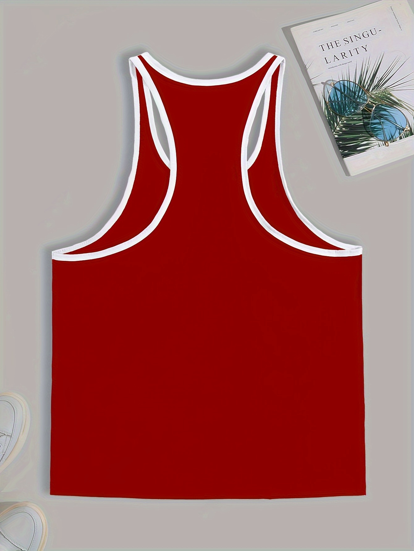 Men's Casual Solid Color Breathable Sports Tank Top - Quick-Dry Polyester Fabric, Stretchy Elastane Blend, Machine Washable, Ideal for Summer Activities and Casual Attire, Summer Tank Tops, PLUS SIZE