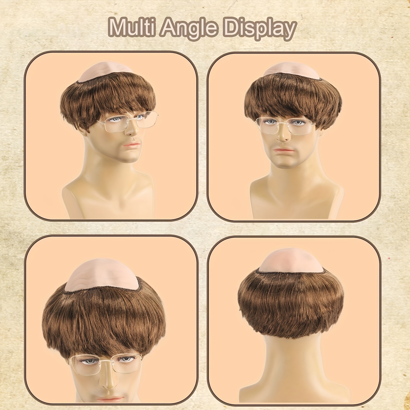 3pcs bald head cap funny wig for adults men women latex bald wig