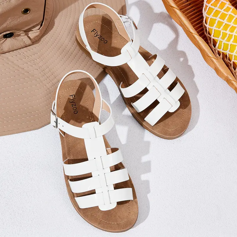 1 pair womens stylish flat sandals comfortable durable and versatile for beach summer and casual wear with closure open toe design and synthetic cover upper and sole Product details 3