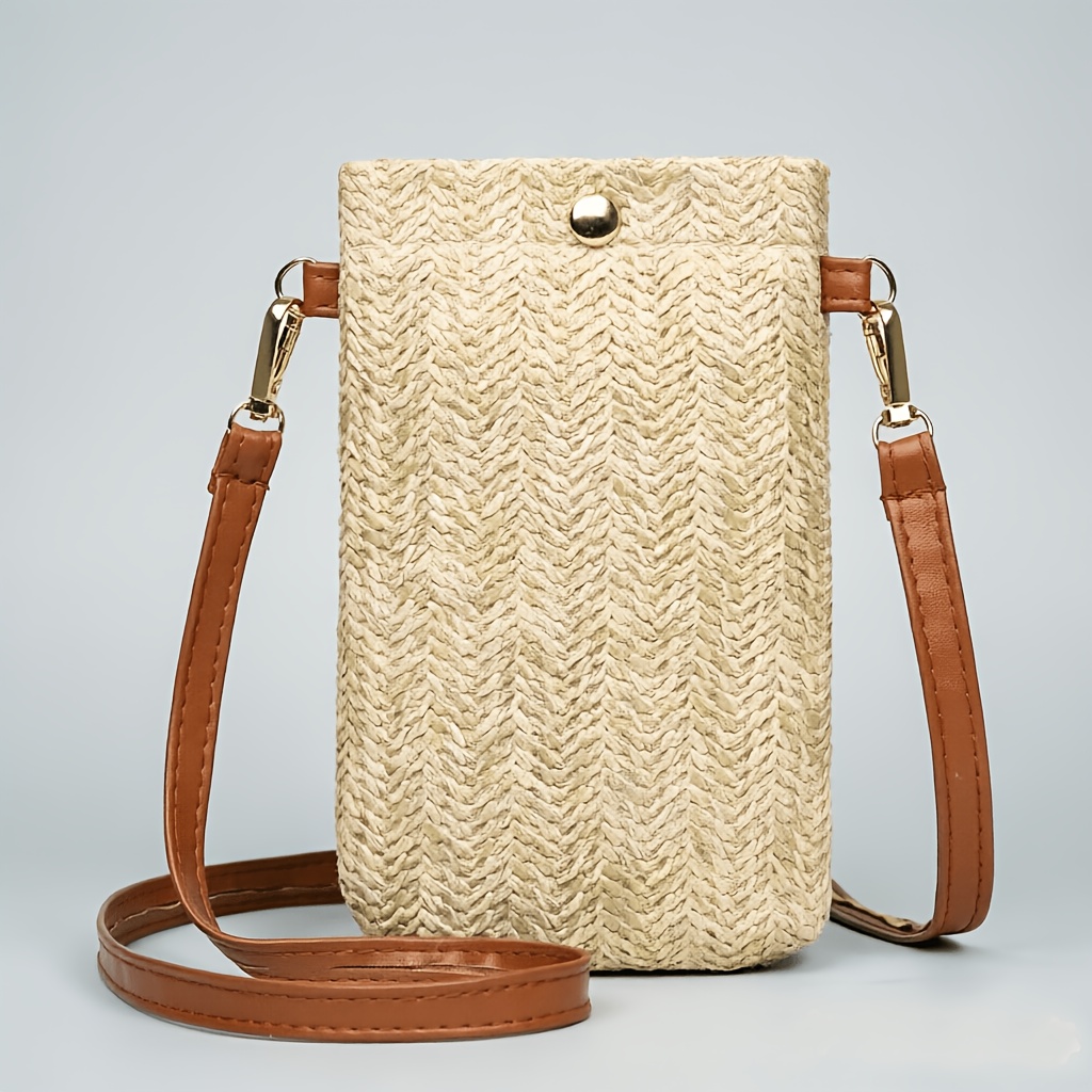 TEMU New Summer Straw Crossbody Bag For Women, Woven Small Bag, Large Capacity Phone Pouch, Beach Vacation Travel Coin Purse, Fashionable And