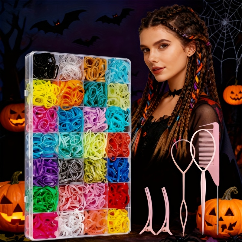 TEMU A Set Of 1500 Vibrant And Lightweight Rubber Bands For Hair, Perfect For Different Hairstyles. It Comes With 6 Hair Tools And Colorful Additions, Making It Ideal For Parties And Budget-friendly