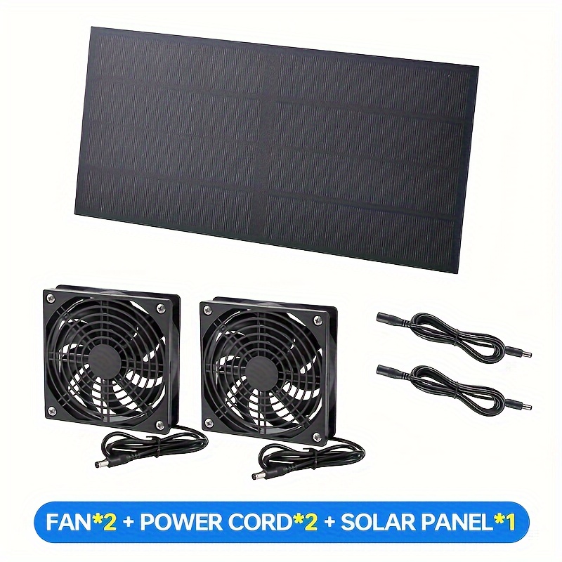 

Solar-powered Dual Exhaust Fan Kit With 98.43inch Cable - Ideal For Pet Houses, Chicken Coops & Greenhouse Cooling | Insulated Materials, Solar Charging, Up To 36v