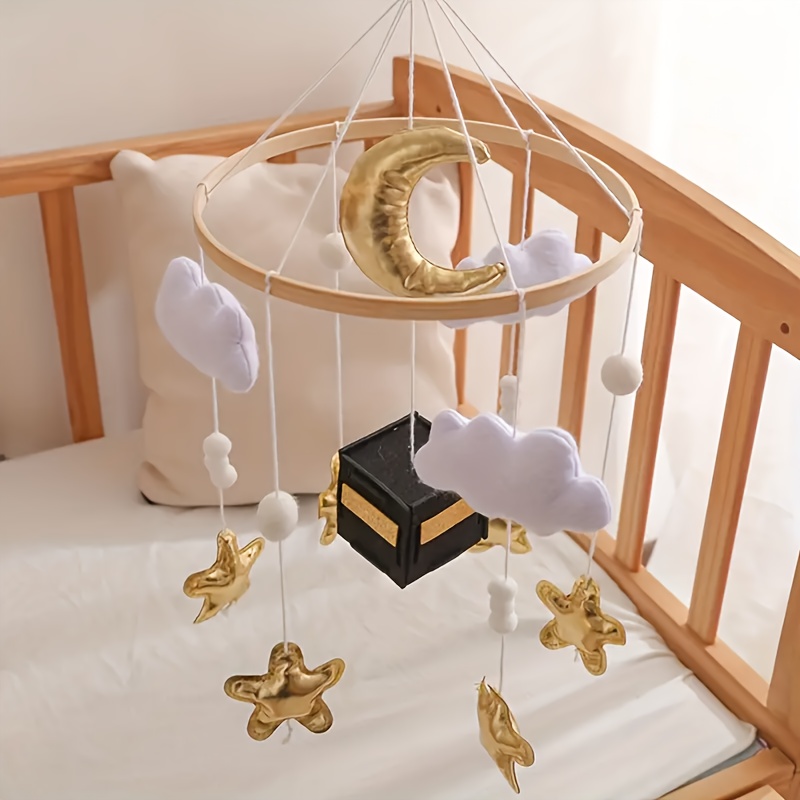 Moon & Star Felt Wind Chime for Baby Bedtime Soothing