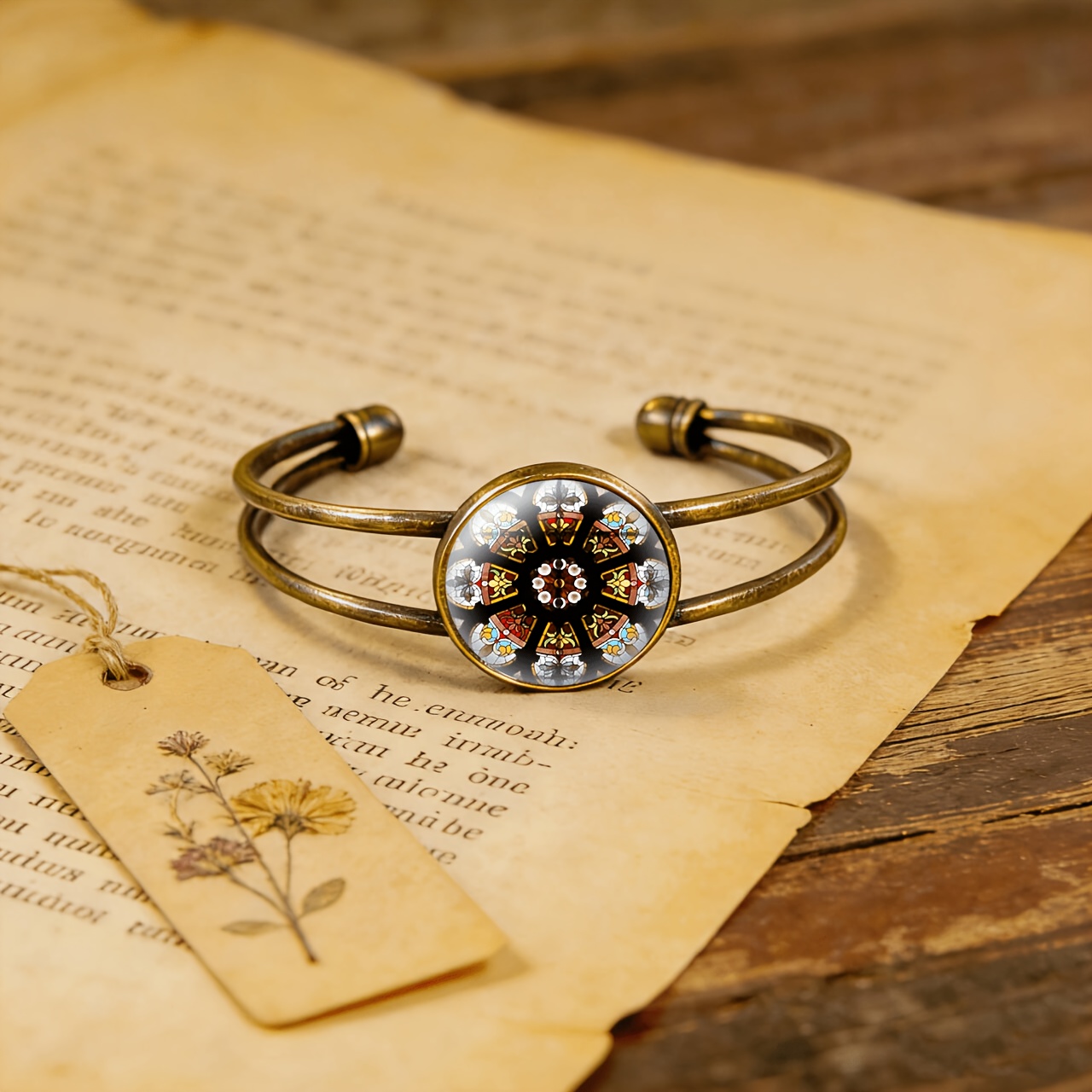 Women's Double-layer Adjustable Bangle with Floral Design