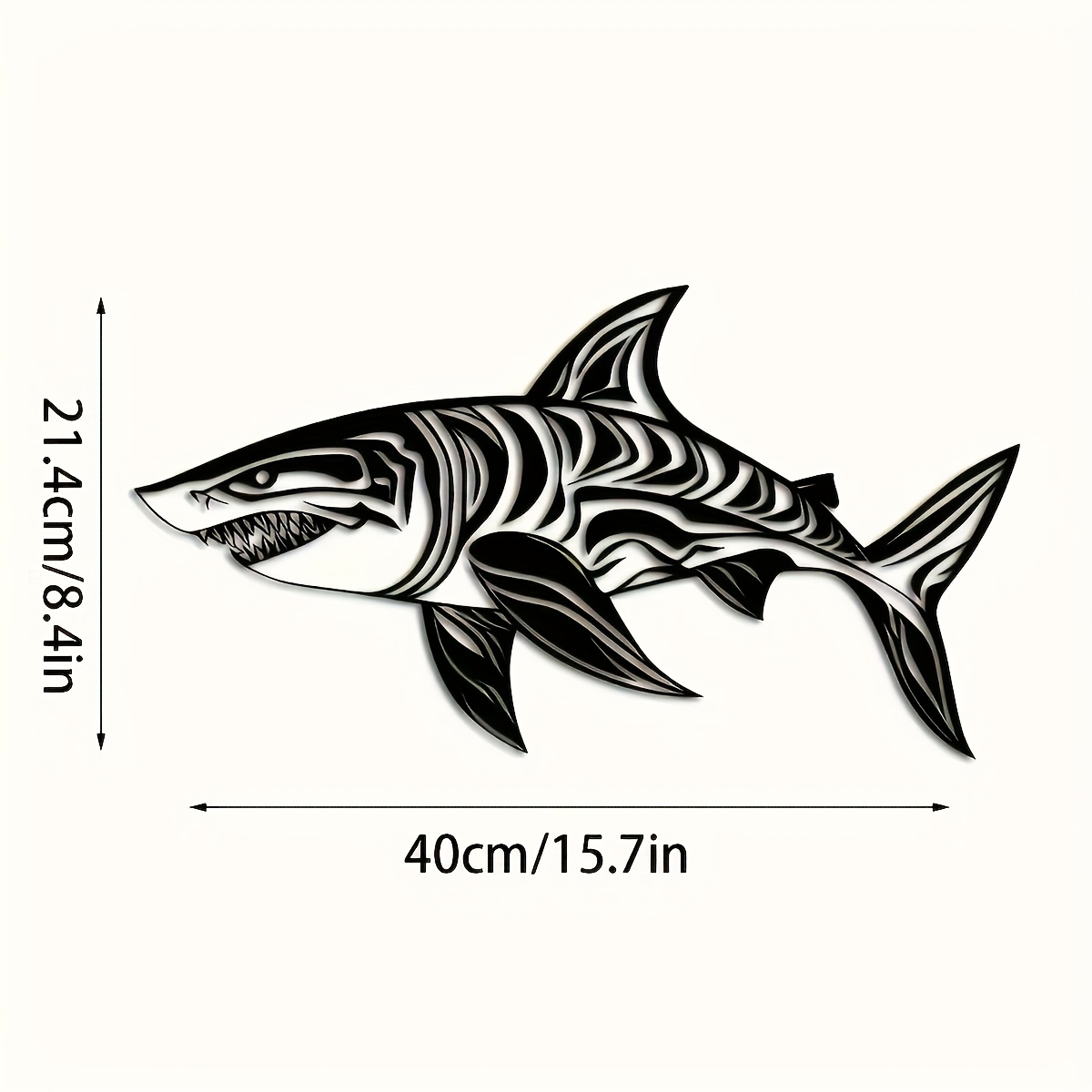 TEMU Une pièce de requin moderne en métal avec un design de requin-tigre, une décoration océanique unique, une décoration sur le thème marin découpée