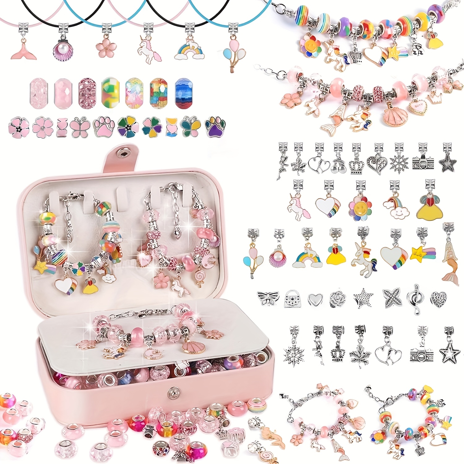134pcs Girls Charms Bracelet Making Kits, Cute And Fun Beading Jewelry Making Kits Girls, New Year Birthday Gifts