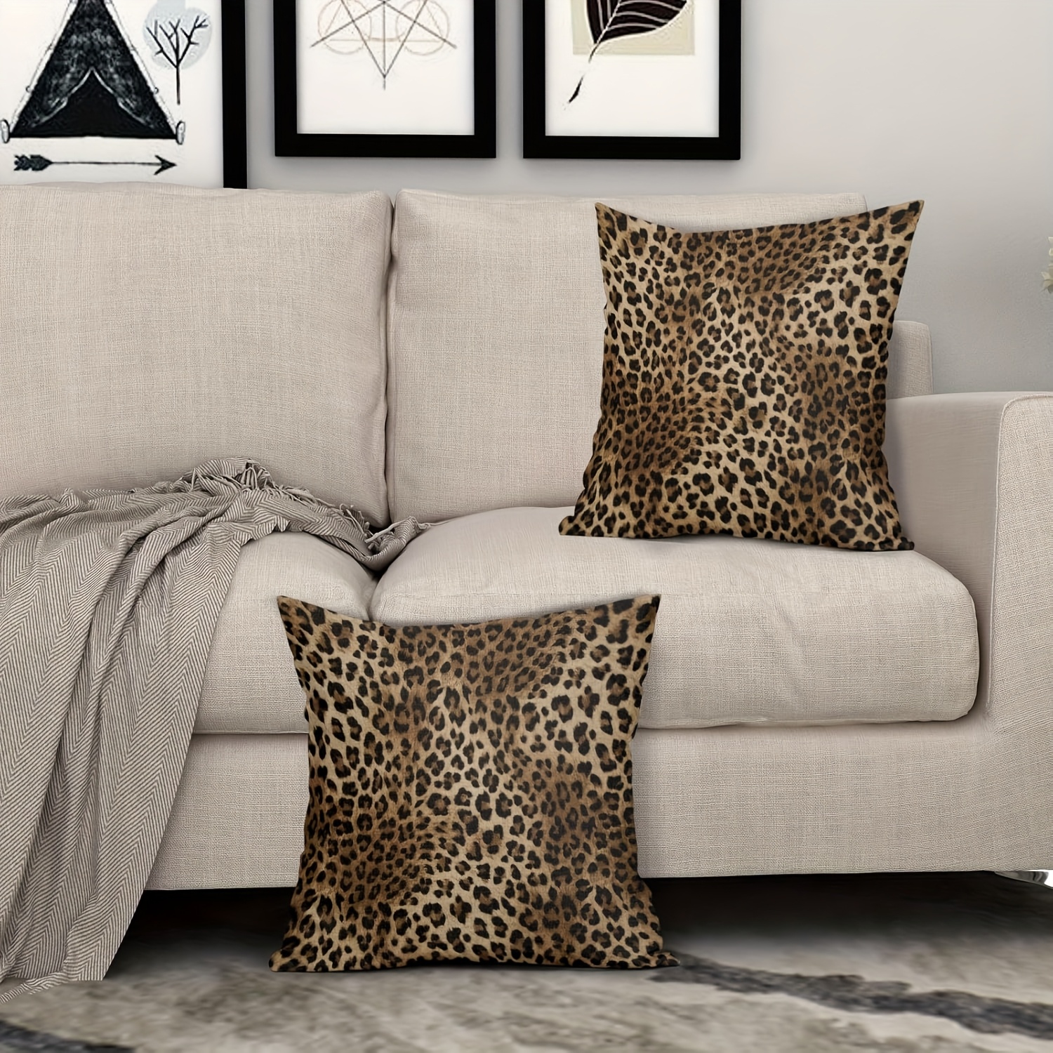 TEMU 2pcs, Leopard Print Pillow Covers Set Of 2 Animal Tiger Decorative Pillow Cases Preppy Chinoiserie Cushion Case Farmhouse Home Decor For Sofa