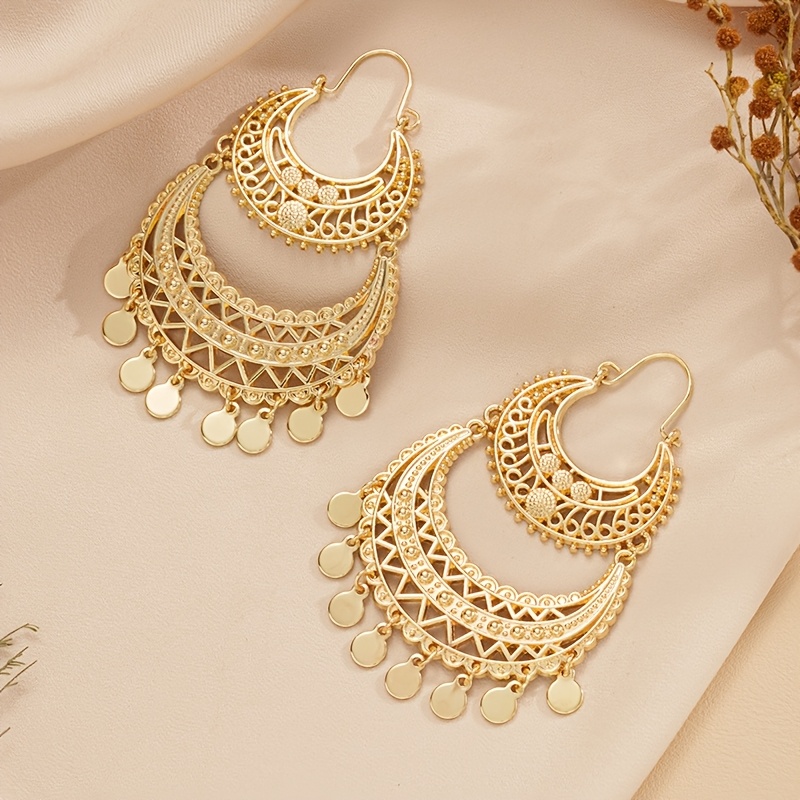 TEMU 1 Pair Courtly Style Exquisite Drop Earrings, Vintage And Luxurious, Suitable For Women's Banquet And Party Wear