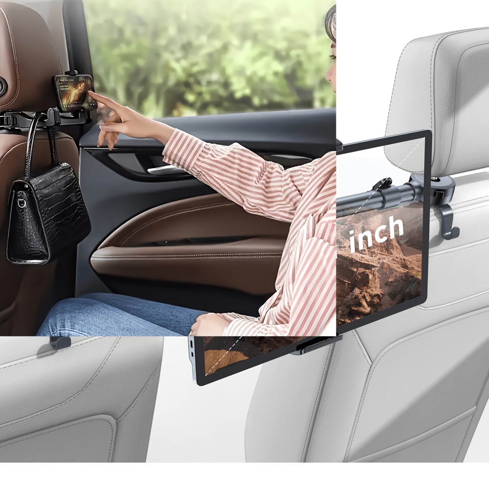 Adjustable Car Seat Phone Holder With Headrest Base, Durable Abs Waterproof Universal , , Suitable For Road Trips And Daily