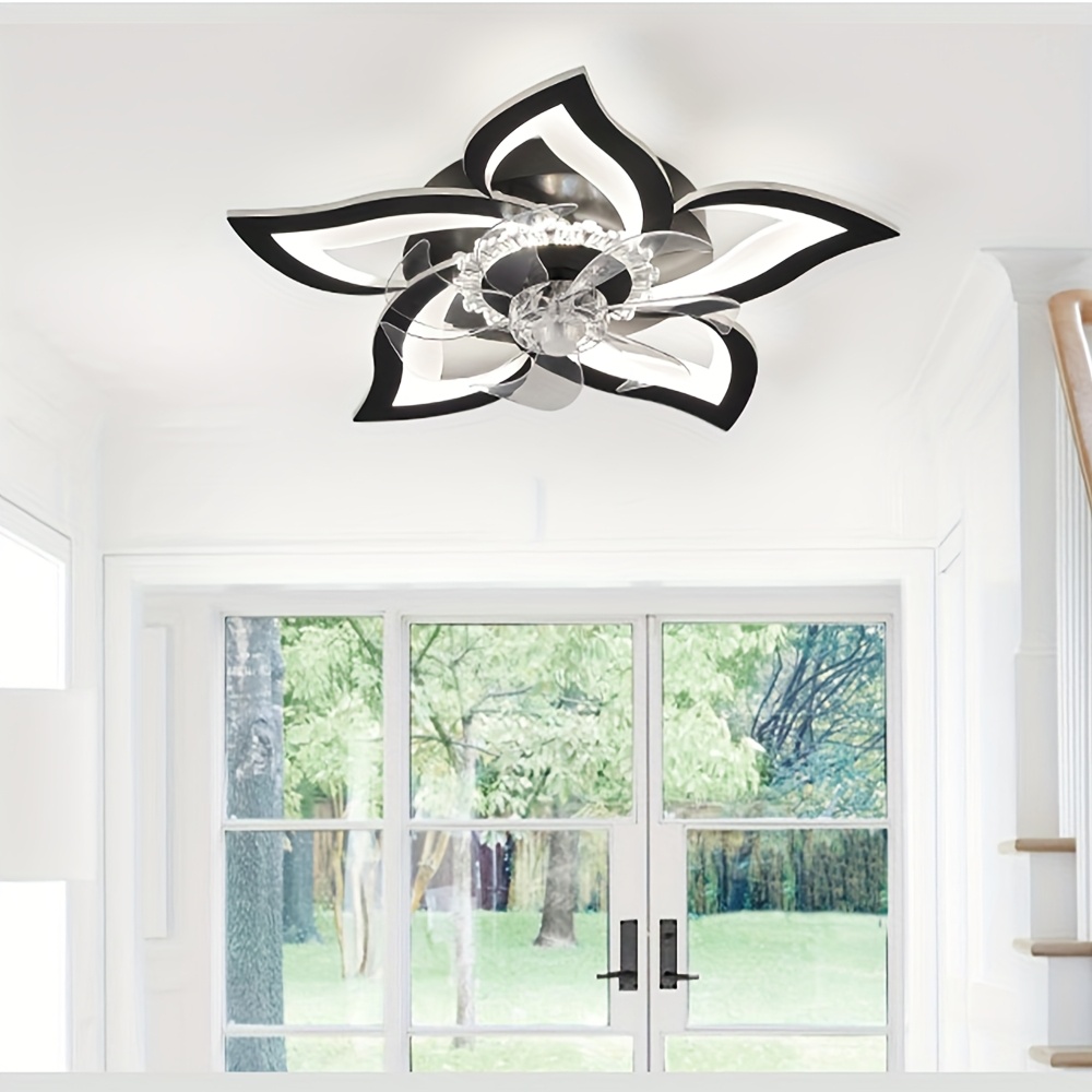TEMU Ceiling Fan With Lights Remote Control, 6 3 Colors, Black Low Profile Flush Mount Ceiling Fan For Kitchen Bedroom Living Room