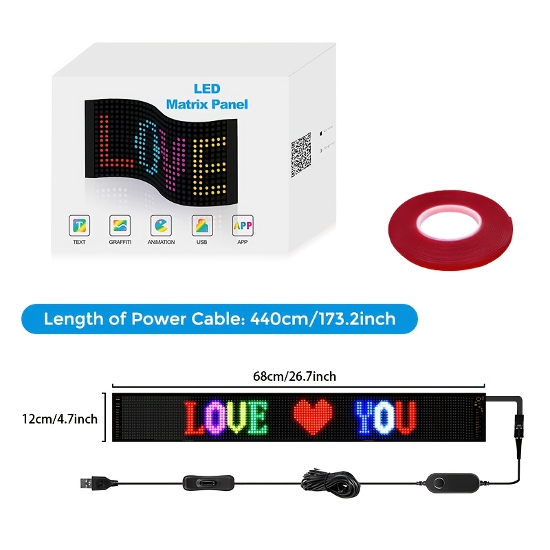 E-shop Flexible und faltbare RGB LED-Schilder für Werbung, mit heller Beleuchtung und USB-Anschluss. Dieses LED-Modul kann über eine App gesteuert