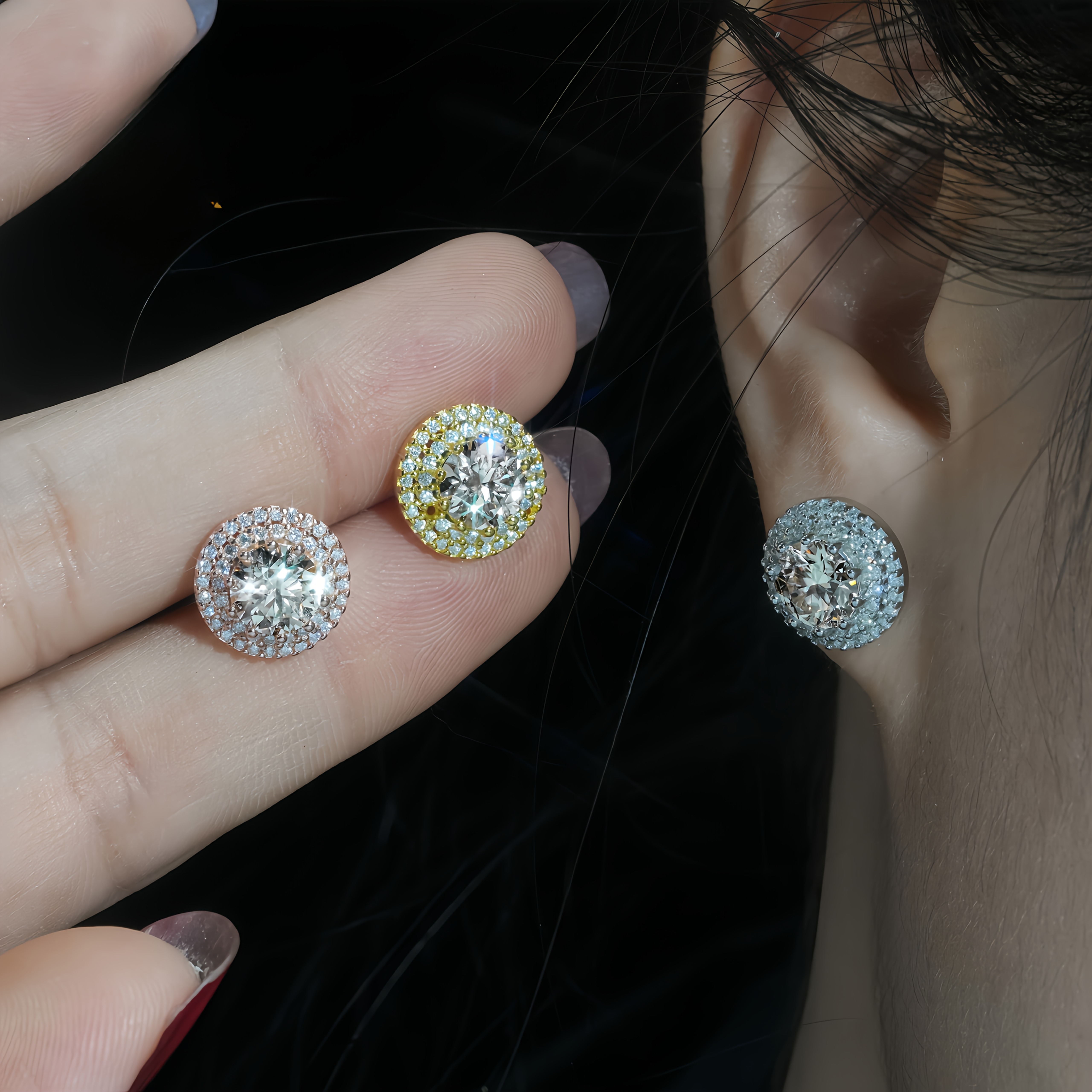 TEMU 3 Pairs Of Moissanite Earrings European And American Synthetic Zirconia Engagement Earrings Halloween And Christmas Gifts