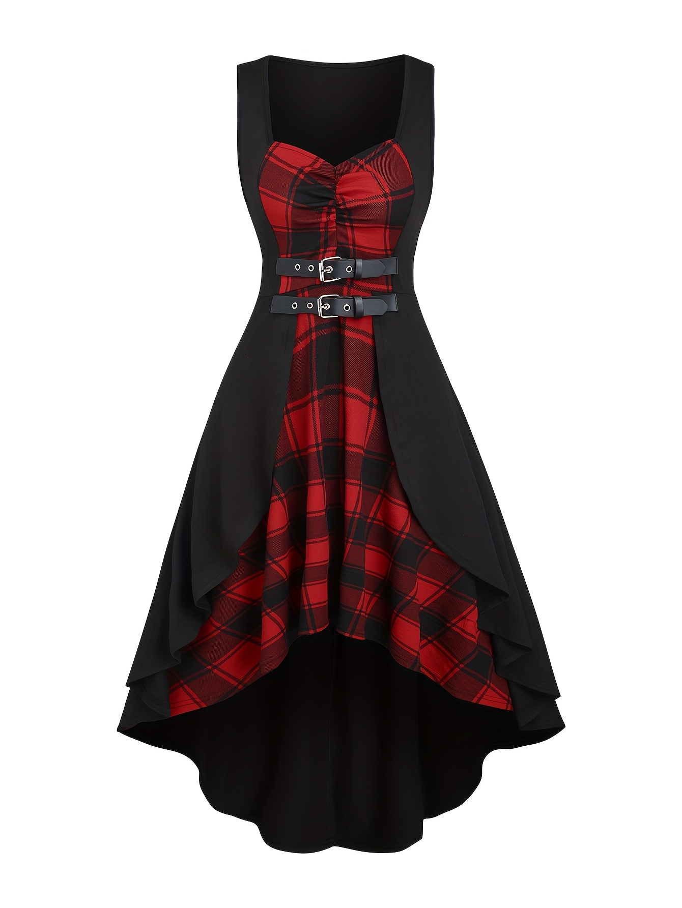 strapless open back dress Women Black & Red Floral Printed V-Neck Georgette Cutout Tie-Up Back Flared  A-line Mini Dress main image 0
