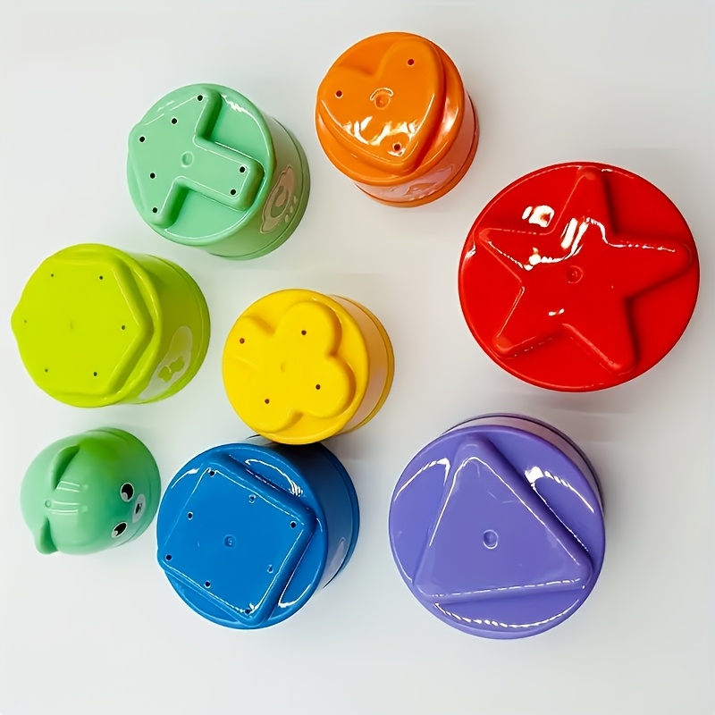Colorful 9pcs Stacking Cups Toy for Toddlers, Fine Motor Skills Development