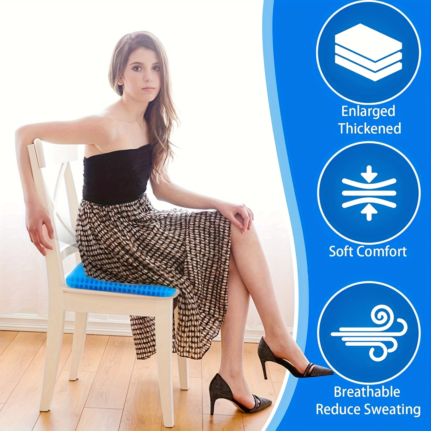Extra-Large Gel Honeycomb Cushion, Suitable for Prolonged Sitting (Super Large And Thick), Soft And Breathable Wheelchair Gel Seat Cushion Reduces Sweating, Alleviates Buttock Pain, Office Chair Gel Cushion. - Image 4