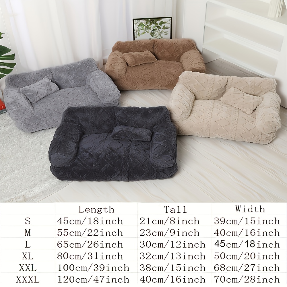 1pc plush pet sofa bed for dogs cats removable machine washable covers     soft polyester with two different gray designs strong durable simple beautiful ideal gift for pet lovers pet furniture bed   decor   furniture durable pet furniture Product details 3