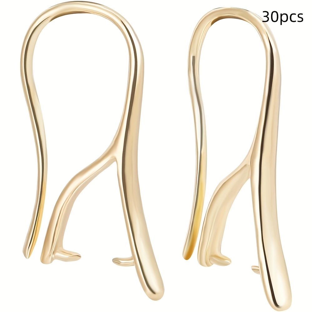 TEMU 1 Boîte de 30pcs Blanc avec Pinces Dorées en Laiton French Ear Wires avec Pendentif et Fermoir pour la Fabrication de Boucles d'Oreilles de