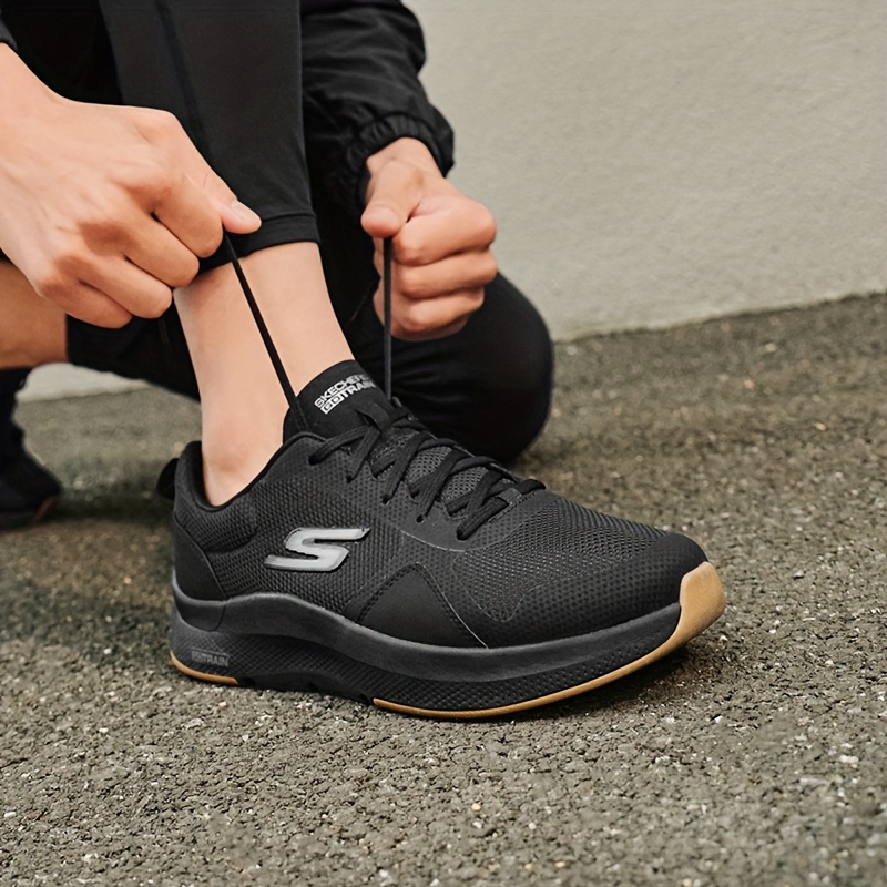 Skechers Men'S Running Shoes Black Mesh Breathable Sports Shoes Fashionable Lightweight Anti-Slip Casual Shoes Net 220161-BB