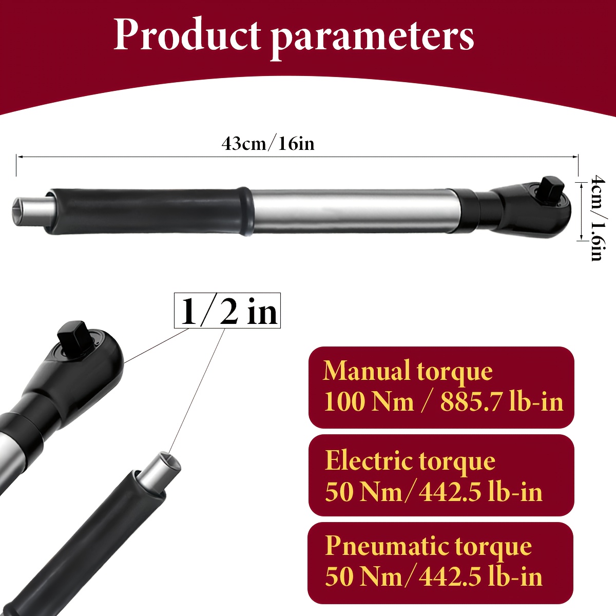 TEMU Pmmj 1pc Offset Extension Wrench Impact For Electric Drill, Multifunctional Chain Ratchet Wrench Tool For Heavy Duty Tightening Fasteners,