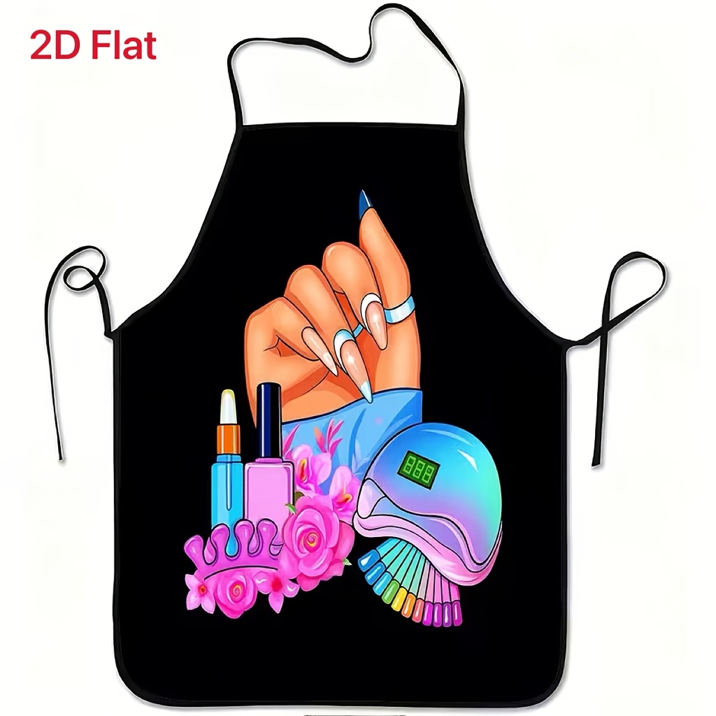 TEMU Grembiule stampato con strumenti per nail art e , durevole da pulire, con cintura regolabile, in poliestere. per casa, giardinaggio, nail art da