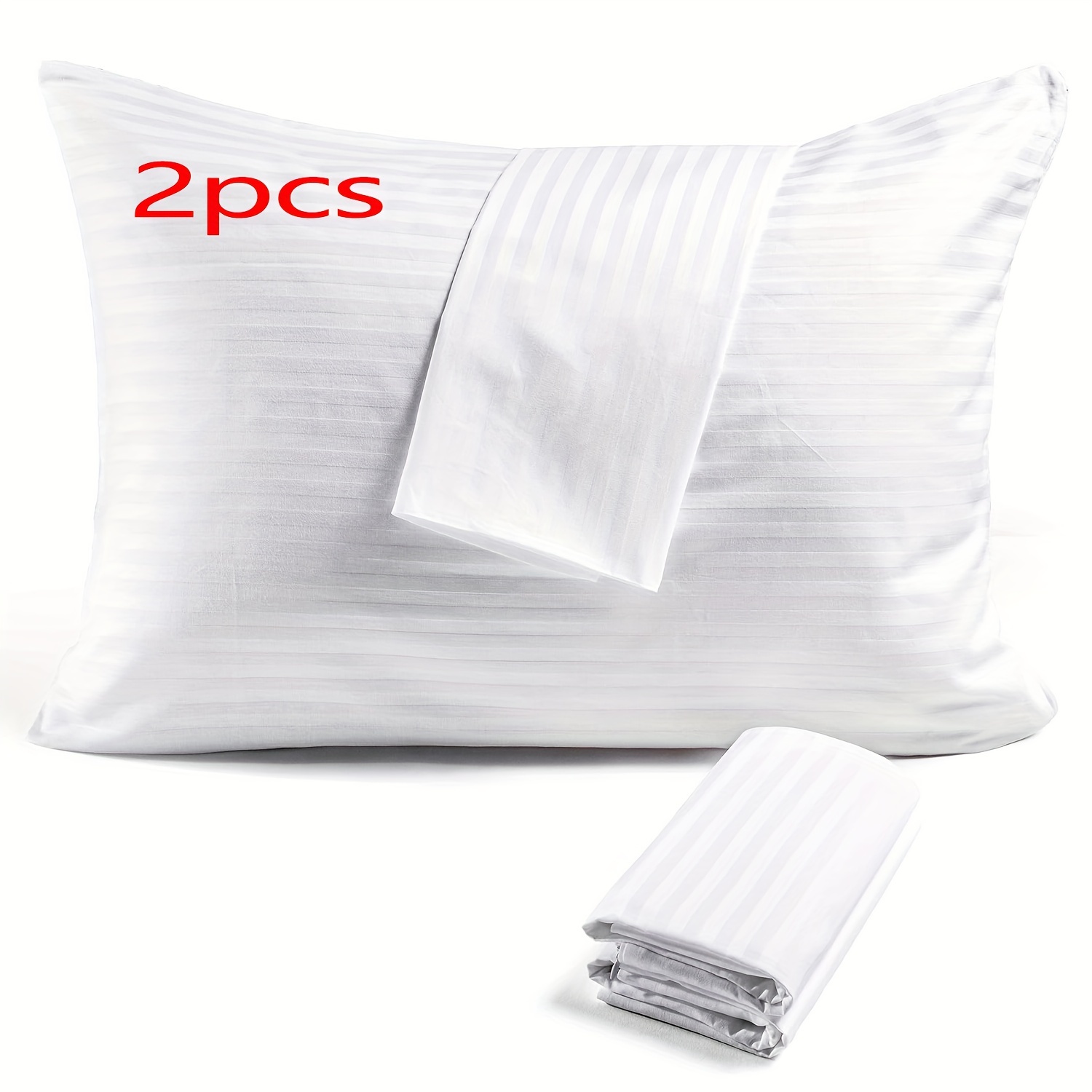 

2pcs Protège-oreillers Silencieux et Respirants - , Rayé, Matériau Fermeture Éclair , Lavable en , & Hôtel, le des Cheveux & de