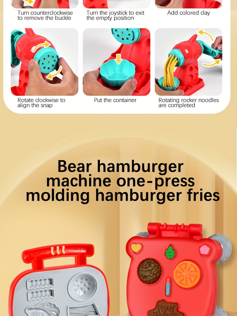 Luxueuze klei twee-in-een kleurrijke deeg keuken creatieve voedsel speelgoed set, inclusief burger en noodle maker, vormgevingsgereedschap accessoires en 24-kleur deeg set, geschikt voor meisjes en jongens van 3+ jaar oud kunst ambacht cadeau