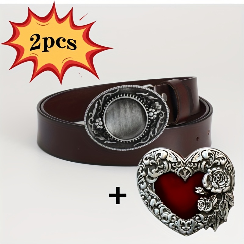 Retro Gothic Leather Belt Set Punk Style Unisex Belts