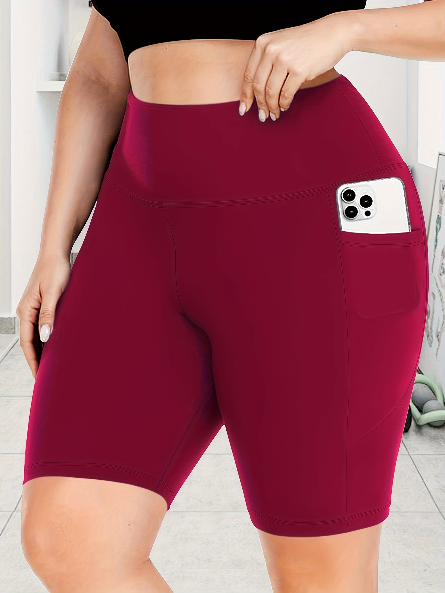 Big Size High Waist Crescent Pocket 5 Points Pants - Drainage Style