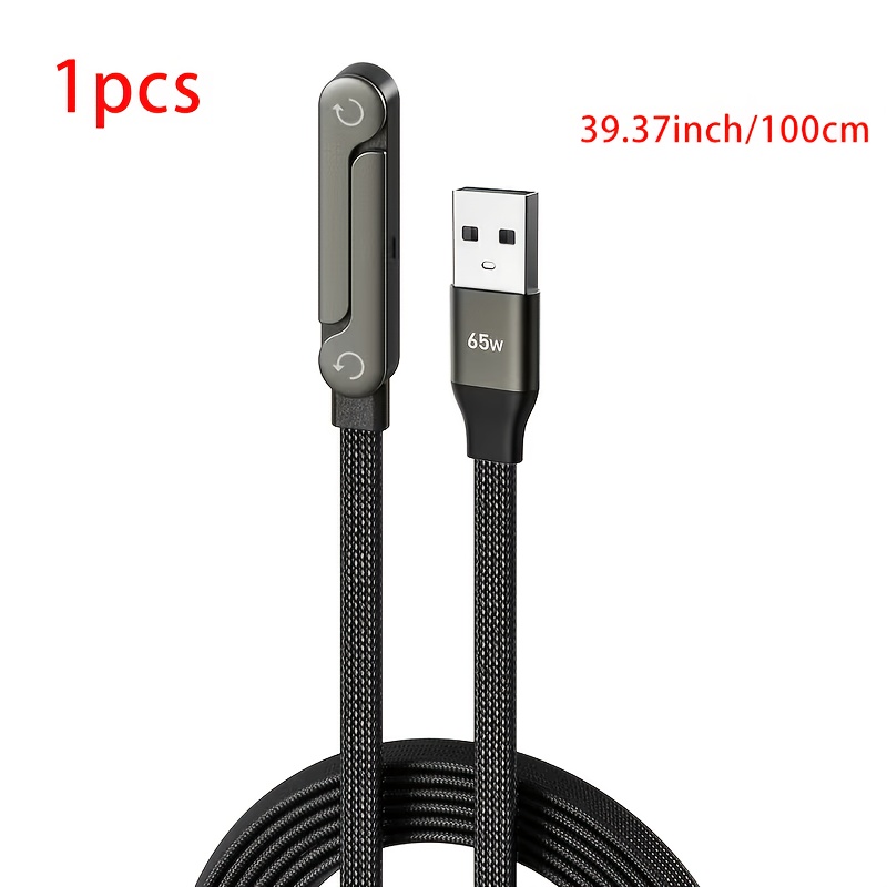 Cable de datos de carga de 65W con soporte, codo de carga súper rápido, cable trenzado duradero adecuado para varias cargas y transmisión de datos de teléfonos móviles, admite carga rápida para juegos y creación de contenido de auto-medios
