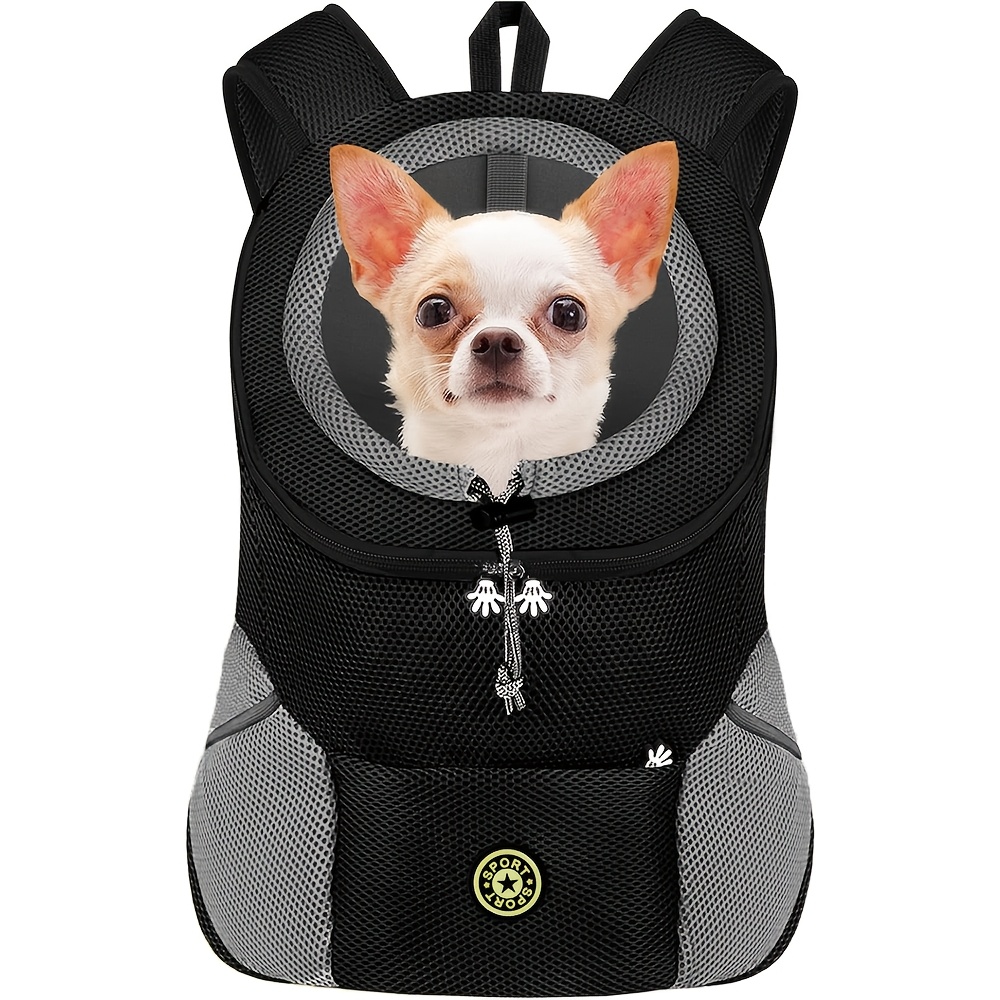 

Pet Dog Carrier Backpack With Storage Pockets Small Dog Front Backpack Adjustable Straps Dog Backpack Breathable Dog Front Carrier With Safety Belt For Travel Hiking Cycling Outdoor Use