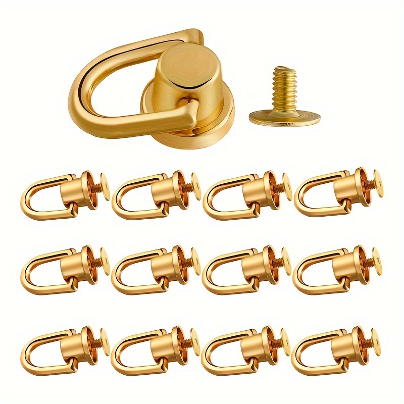 

12pcs Alloy D-ring Screw Clasps With Rotating Ball Heads, Snap Hook , Diy Leathercraft Purse Hardware For Wallets, Backpacks, Waist Belts, Handbags Craft Accessories