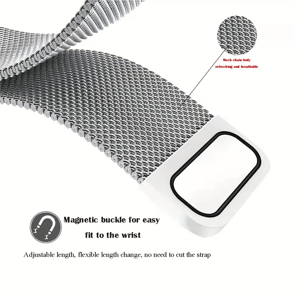 Bracelet De Montre Flexible En Acier Inoxydable - Couleur Argenté, Occasion, Générique