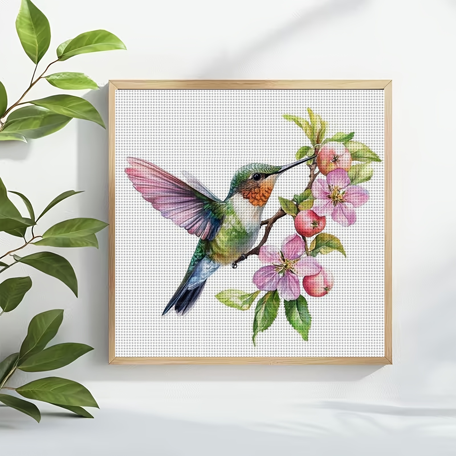 DIY Cross Stitch Print Kit, Frameless, Hummingbird Design