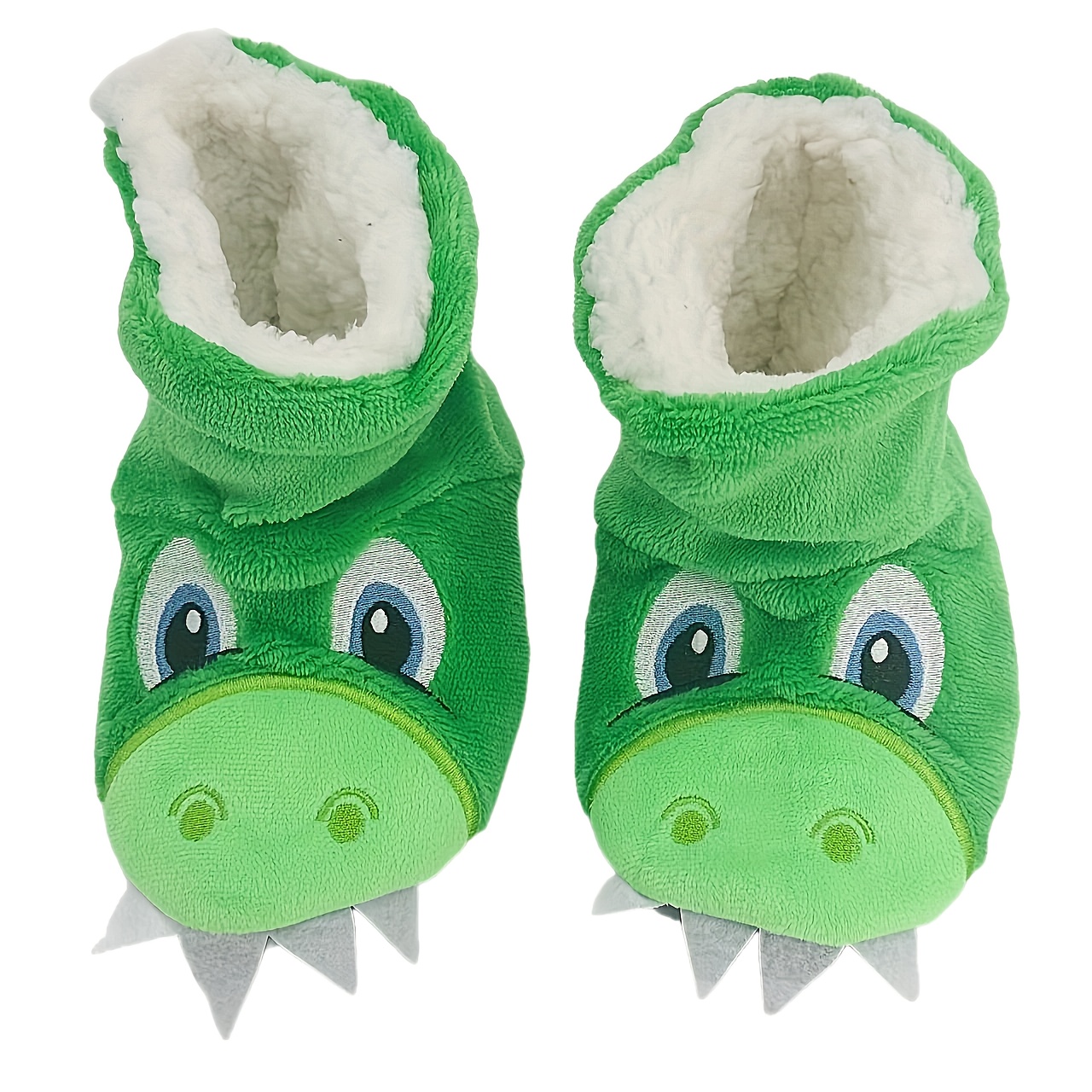 Image of Kid's Slouch Dinosaur Zebra Slipper Sock Warm Thicken Home For Baby And Child Unisex With Plush Lining Memory Foam Non-slip Ankle Boots For Indoor