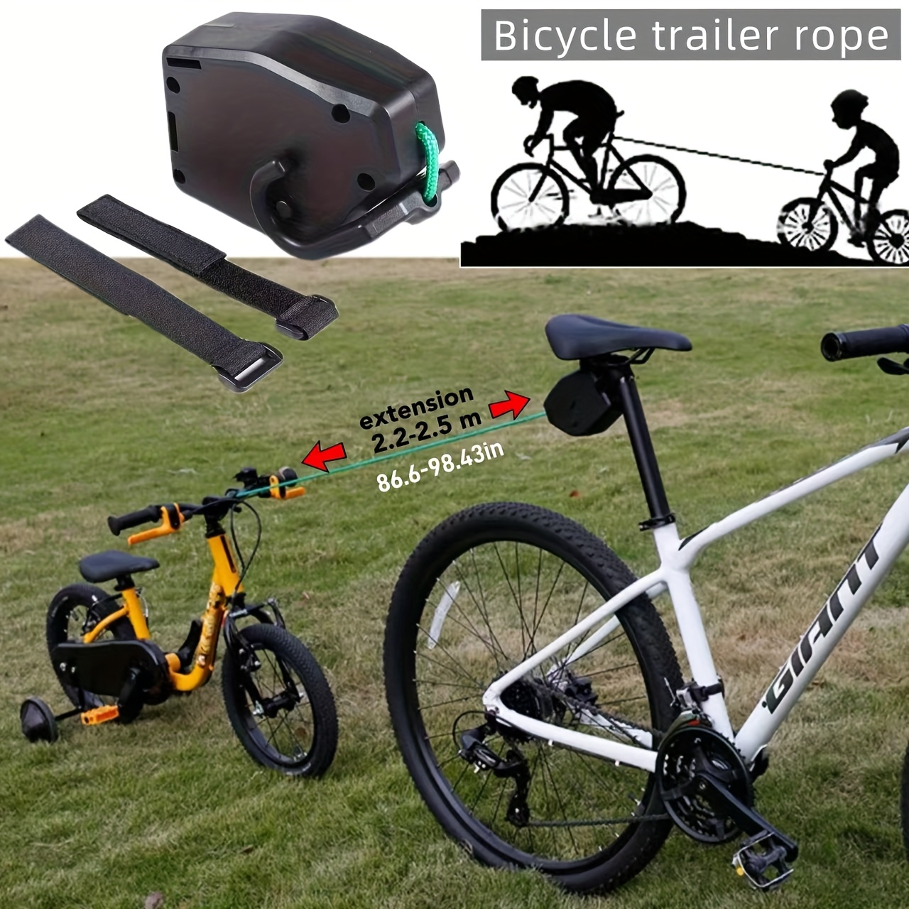 cuerda remolque bicicleta portátil mango ajustable leash Temu El