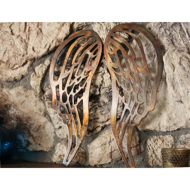 1 Pair Of Wings Metal Wall Decor - Large 15" H X 6" W / Wing Statue, Elegant Wing Shape, Suitable For Church, Wedding, And Outdoor Decoration, Classic Decorative Accent, Durable And Weather-resistant