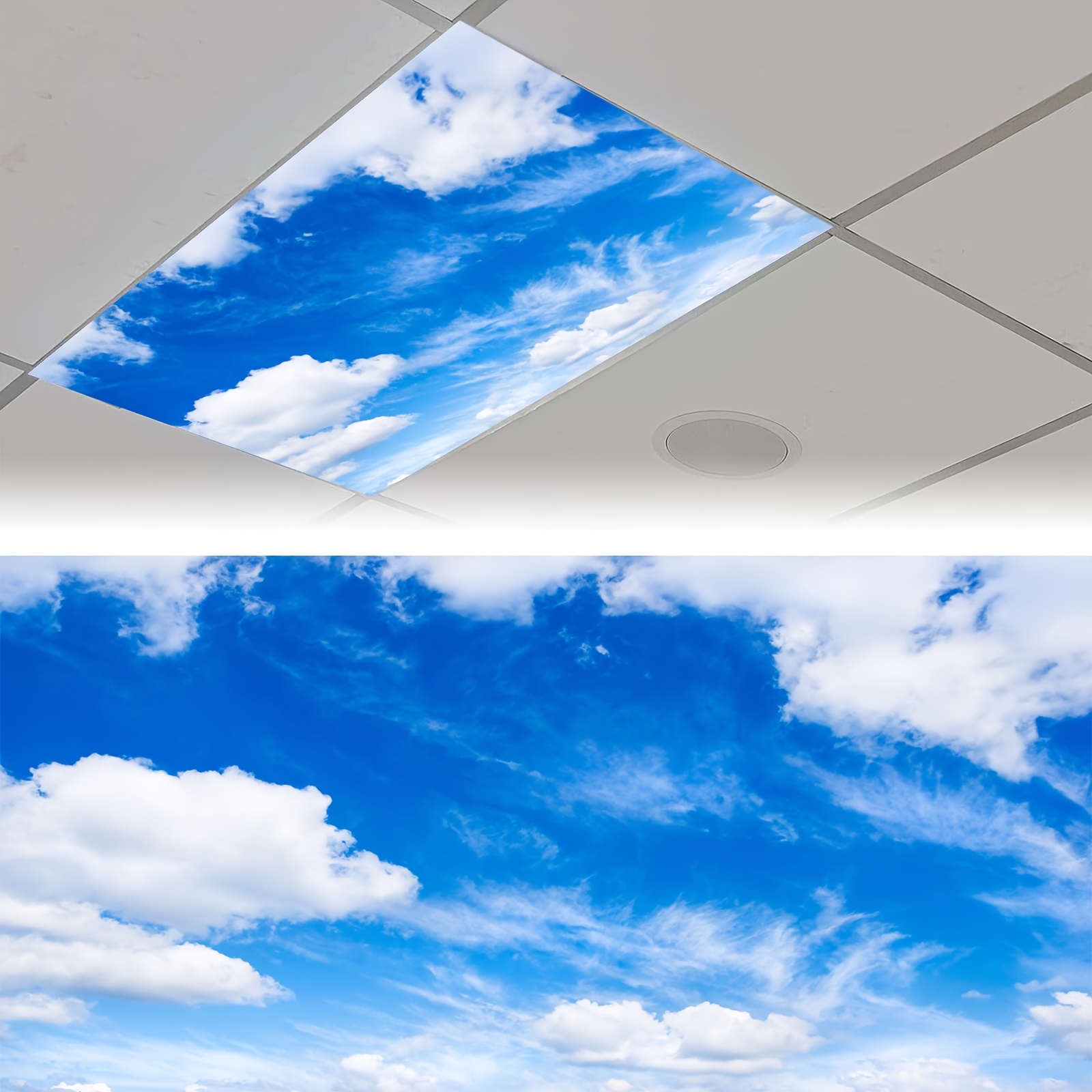 

Skygaze, Magnetic Fluorescent Light Cover - Floating Clouds Design, , Glare For Classroom & Office, 24x48 Inches